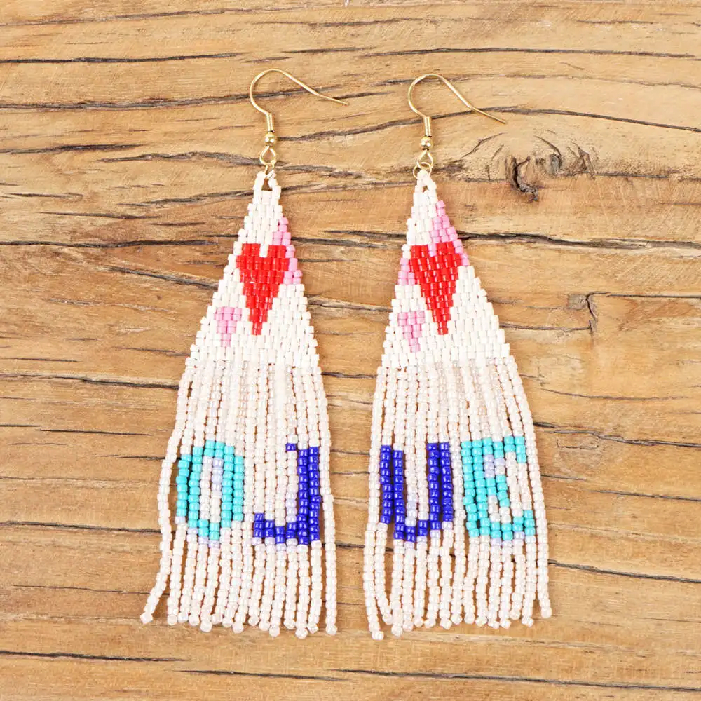 

Go2boho Long Earrings Miyuki Ear Rings For Women Love Letter 2021 Boho Pendientes Mujer Handmade Beads Earring Jewelry Gift