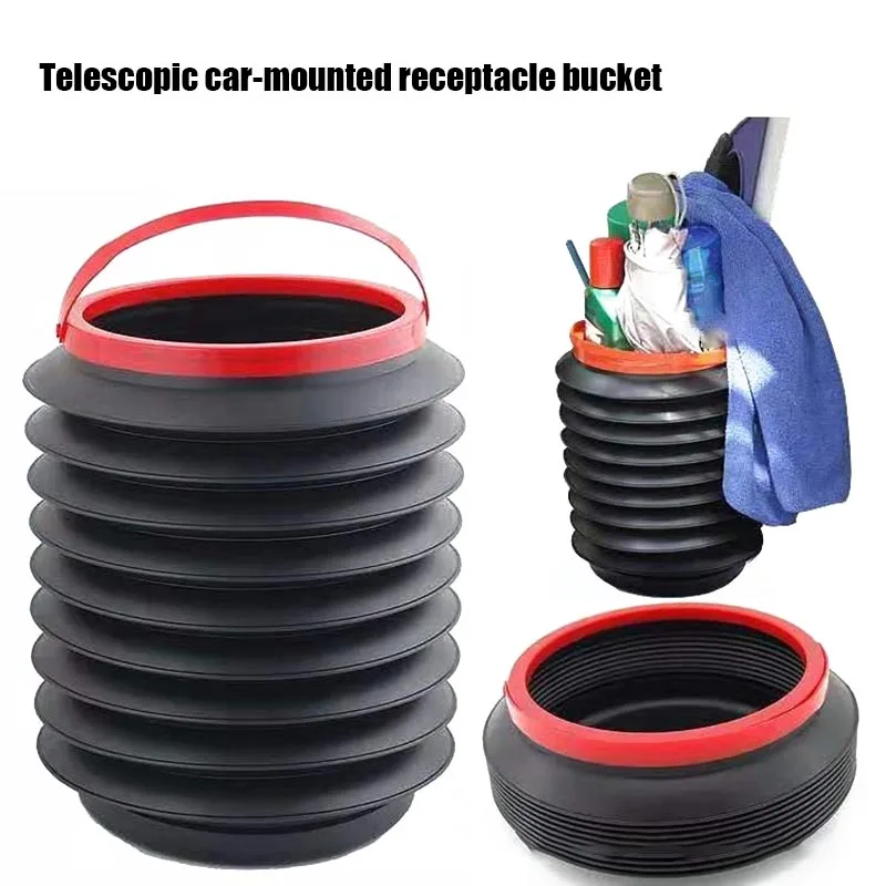 Auto Leak-proof Folding Storage Bin Car Portable Telescopic Trash Can Mini Household Outdoor Retractable Water Bucket 4L NR | Автомобили и