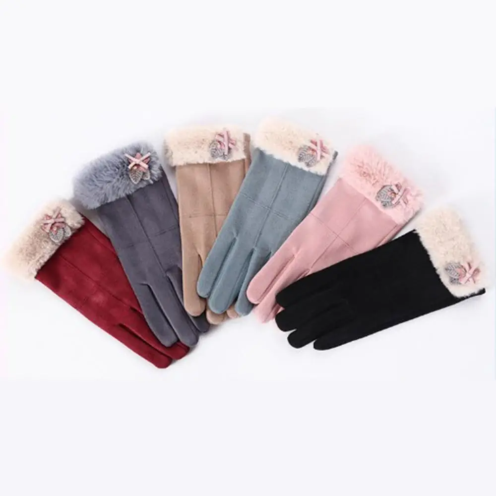 

Женские зимние перчатки на открытом воздухе Холодостойкие сенсорный Экран перчатки из плюша, сохраняющие тепло, с защитой от ветра хлопков...