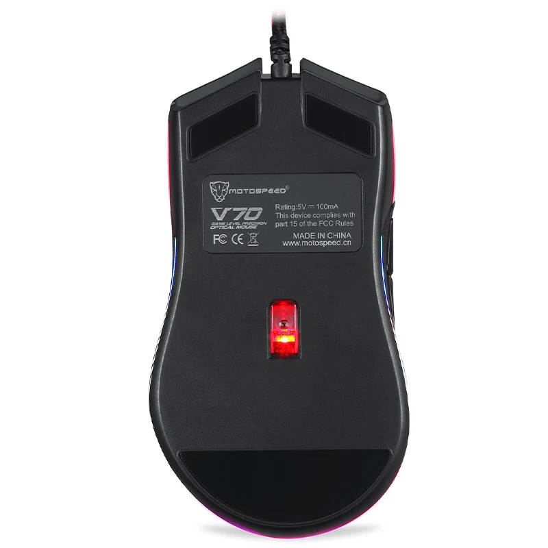 Motospeed V70 Проводная игровая мышь USB 12000 DPI геймерский компьютер RGB светодиодный