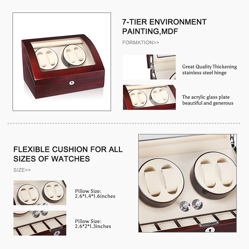 Часы Winder Box чехол для хранения шейкер дисплей автоматический деревянный 2