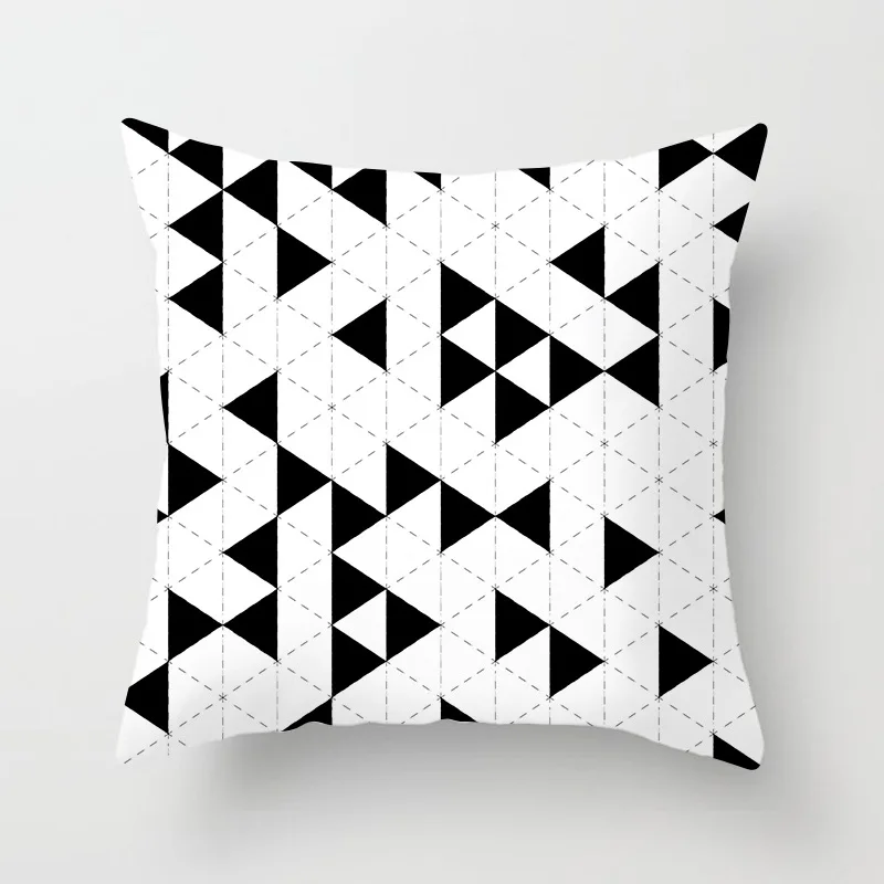 

Black and White Geometric Decorative Pillowcases Polyester Throw Pillow Case Striped Geometric Pillowcase kussensloop