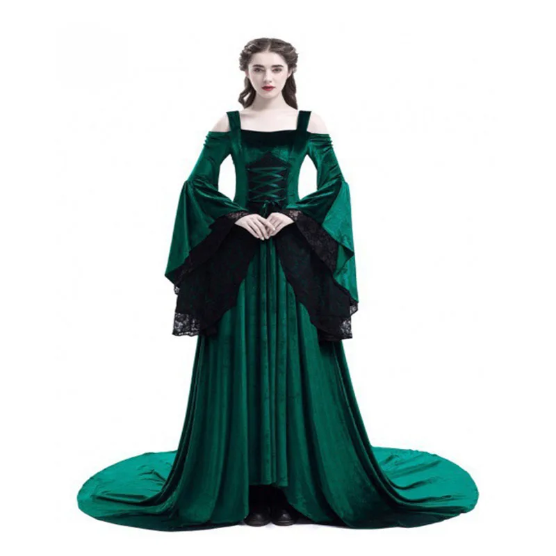 Женское платье с открытыми плечами готическое принцессы средневекового дворца