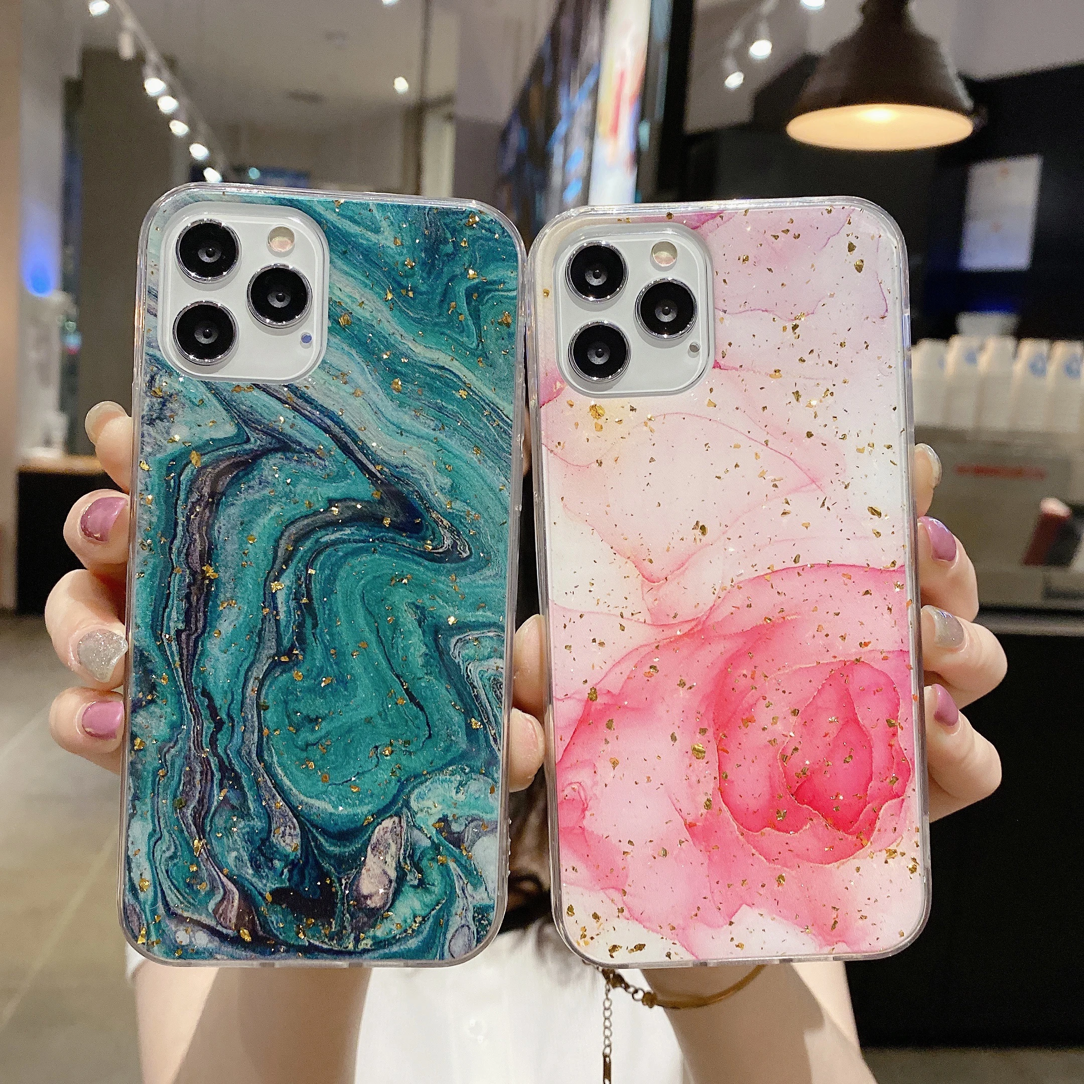 

Phone Case For Xiaomi Redmi Pocophone K40 K30S F3 Pro Plus Fashion Colors Epoxy Marbling Bling Shockproof Protection TPU Cover