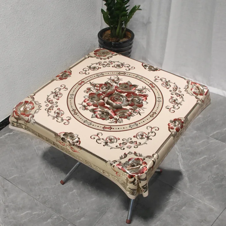 Водонепроницаемая и маслостойкая круглая обеденная скатерть из ПВХ с кружевной