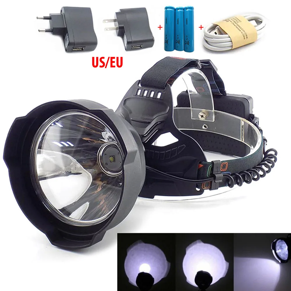 Фонарь налобный светодиодный большого размера 3x18650 USB|Налобные LED-фонари| |