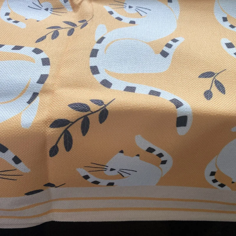 

DUNXDECO Cat Tablecloth Home Party Table Cover Fabric Modern Artistic Forest Animal Print Waterproof Coffee Store Desk Fabric