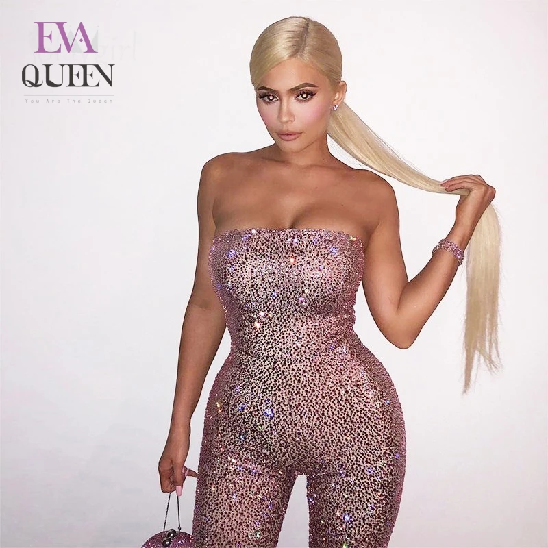 EvaQueen повседневный комбинезон без бретелек с открытыми плечами 2018 осенний