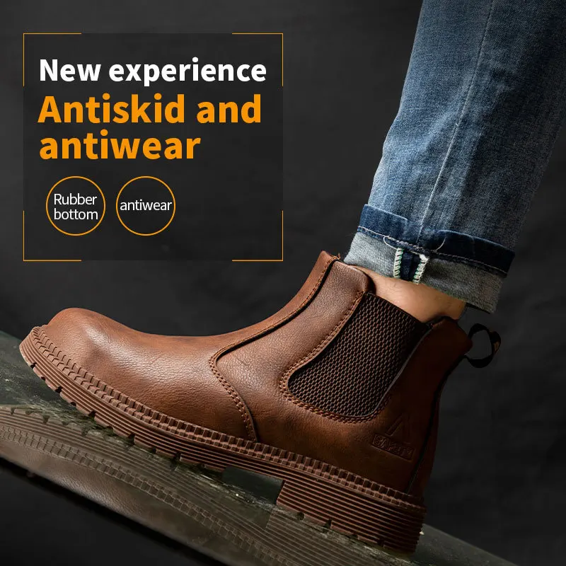 

Work Safety Boots Men's Boots Chelsea Boots Steel Toe Safey Shoes Puncture Proof Work Shoes Men Indestructible Shoes 38-48