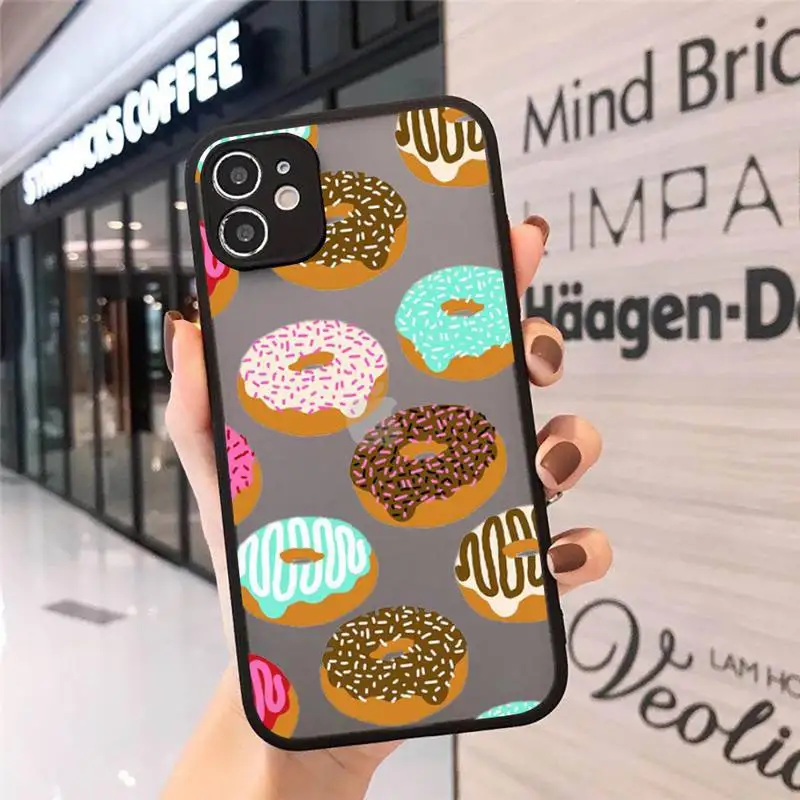 

girly cute donut cake Phone Case Matte Transparent for iPhone 7 8 11 12 s mini pro X XS XR MAX Plus mobile bags