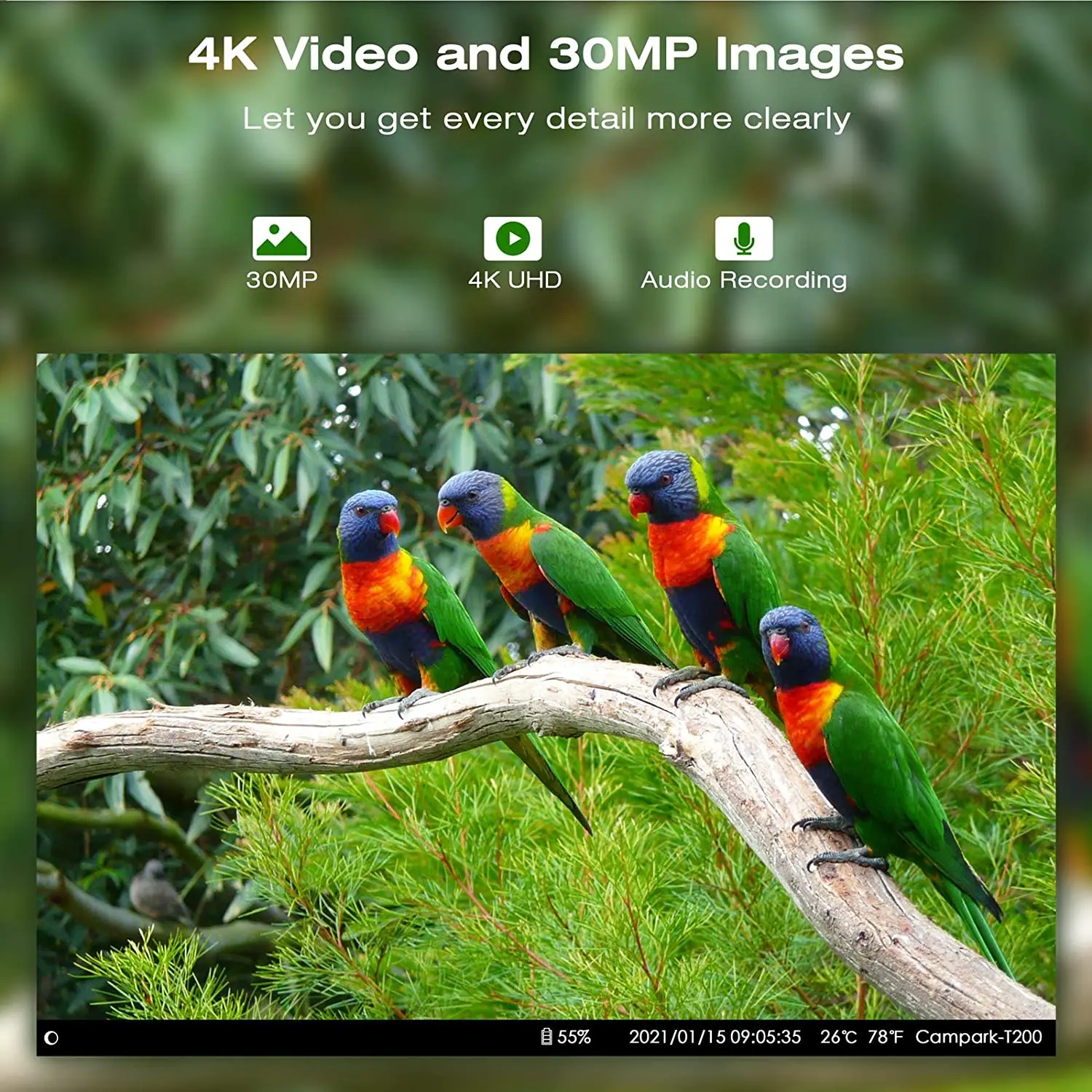 Камера видеонаблюдения 4K 30FPS беспроводная охотничьи камеры для съемки дикой