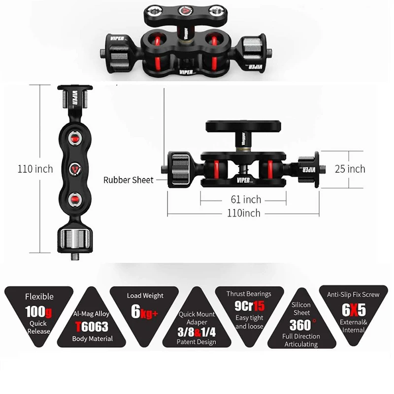 Камера монитор двойной шаровой головкой удлинитель Волшебная рукоятка