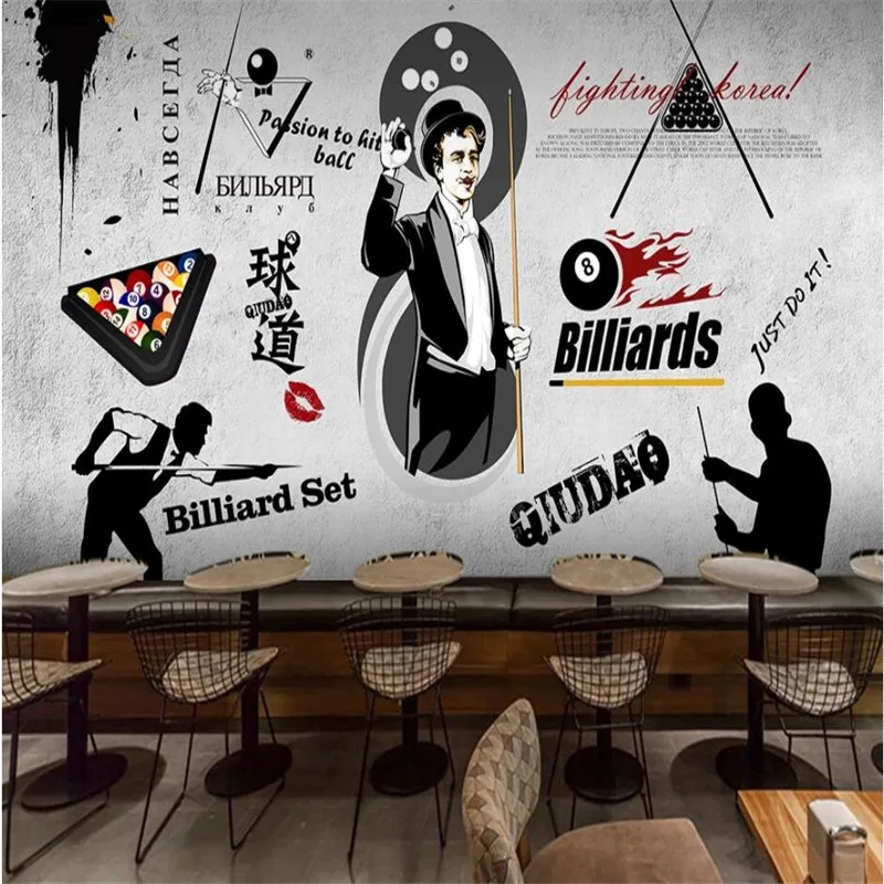 Ретро Ностальгический Бильярдный клуб промышленное украшение Настенная 3D