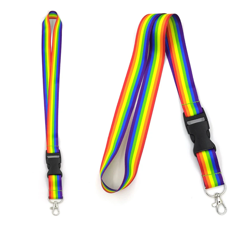 

100 Pcs Rainbow Neck Strap Lanyard For Keys ID Pass Card USB Badge Holder Mobile Phone Straps Hang Rope Webbing Lanyard Keycord