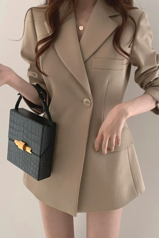 

Women Dew Blaczer Net Red Casual Temperament Small Suit Korean Chic Port Style Loose Suit Blazers Office Lady Wear Single Button