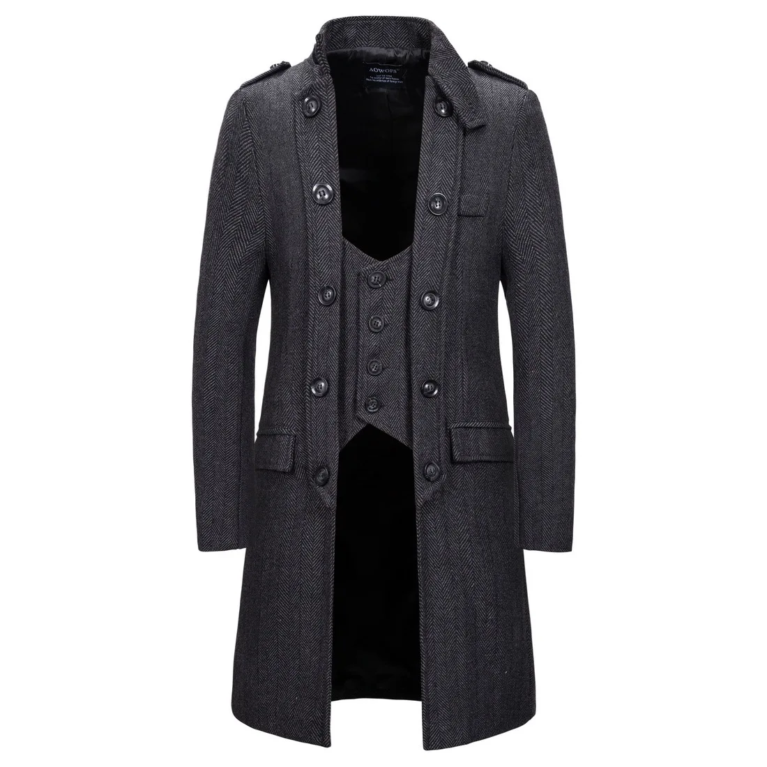 

In 2019 the new European yards coat tothe long holiday two pieces of herringbone coat dust coat