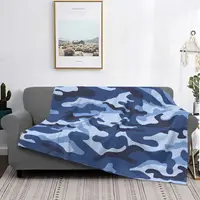 Blue Camo Blanket Camouflage Military Winter Bedspread Plush Ultra Soft Cover Flannel Spread Bedding Bed Office Velvet Outlet