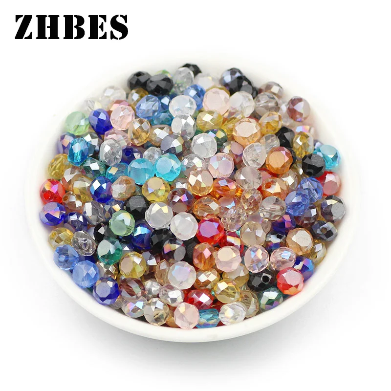 

AB Color Bread Shape Austrian Crystal 4x6MM 50pcs Flat Round Glass Spacer Loose Beads For Jewelry Making Bracelet DIY Findings