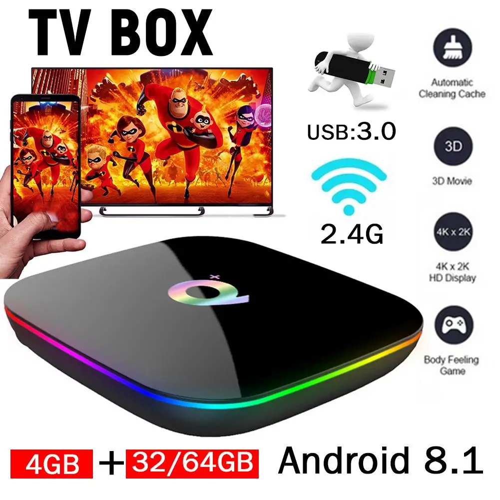 Android 8 1 64GB ТВ приставка H6 чип Сетевой Видео плеер WiFi 2 4G Bluetooth Функция 6K медиаплеер