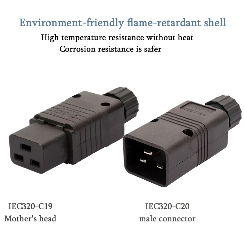 Черный 16A CE медь IEC320 C19 C20 UPS PDU мощность Rewirable разъем 3P собрать провода сосуд