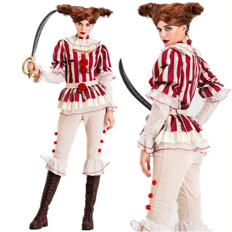 Женский костюм клоуна пеннивайза Стивена Кинга It на Хэллоуин для взрослых женщин