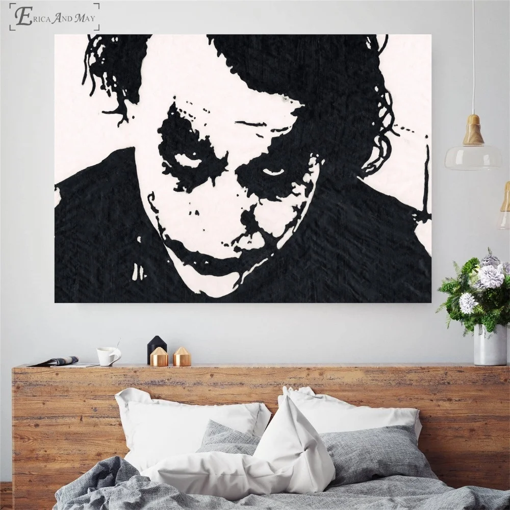 

Joker Movie Figure Artwork Poster And Print Canvas Painting Art Wall Pictures Hot Retro Style Wall Paintings For Bedrooms Obrazy