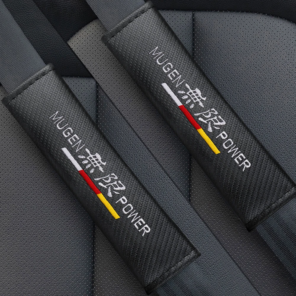 

Carbon Fiber Mugen Badge Logo Seat Belt Cover Shoulder Protector Car Styling For Honda INSPIRE CR-Z VTEC Modulo Legend Insight