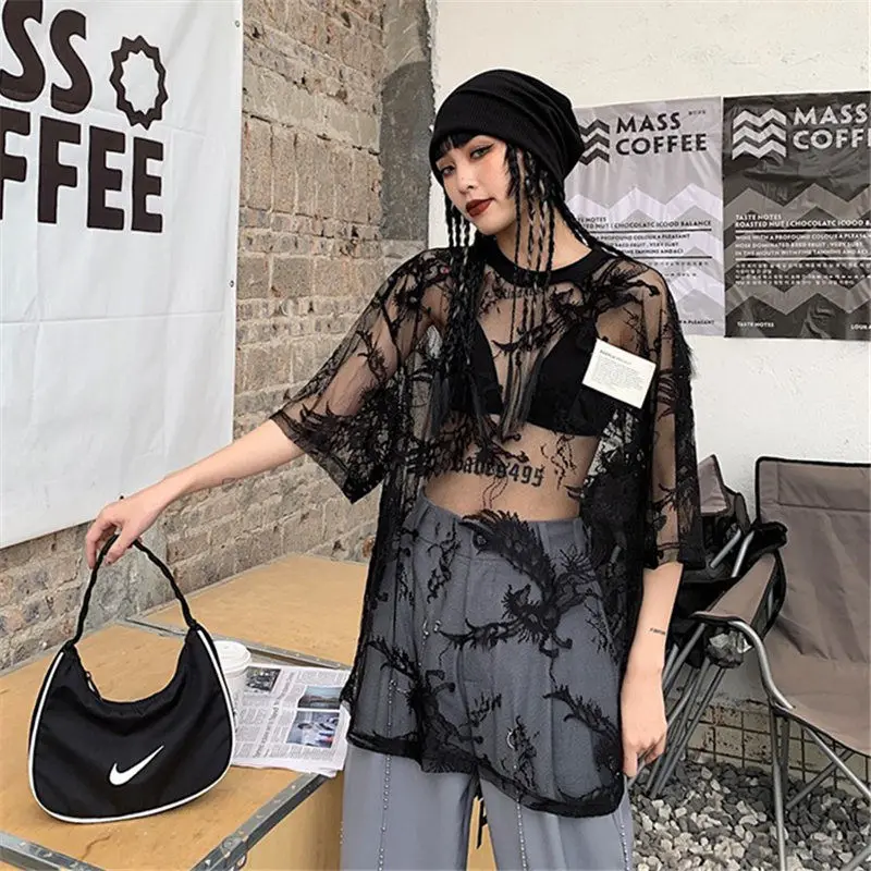 

Cheap wholesale 2021 spring summer new fashion casual woman t-shirt lady nice women Tops female see through sexy tops Vy1519