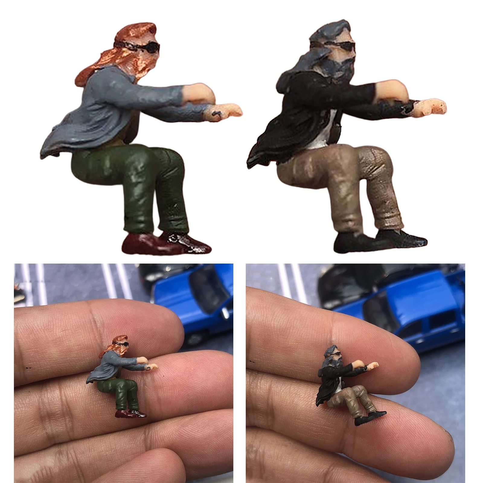 

1:64th Model Miniature Tiny Motorcyclist Man Layout Scenery for DIY Acc