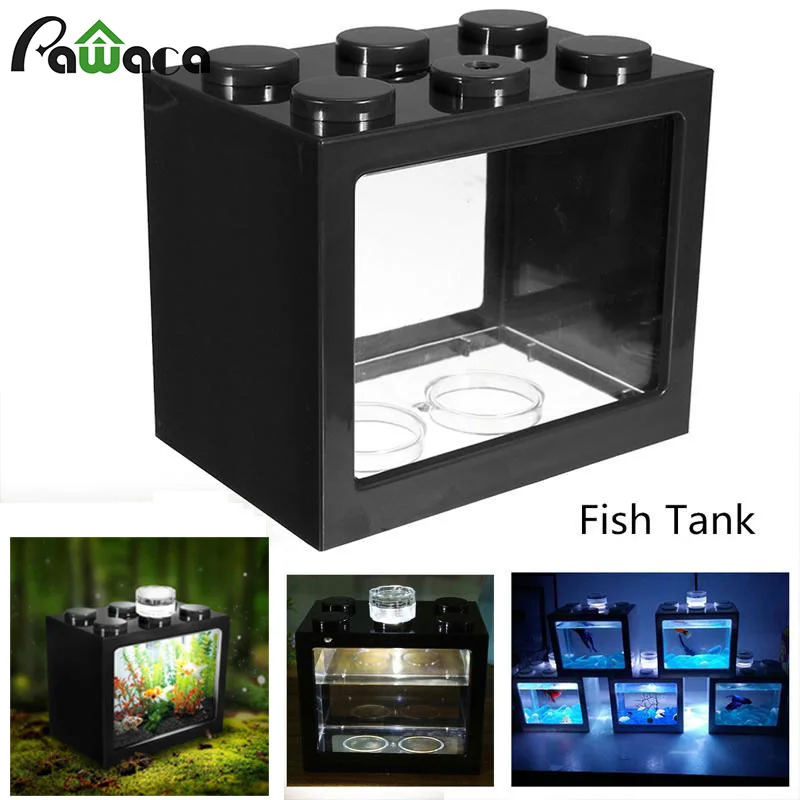 Betta Fish мини аквариум креативный строительный блок аквариум для домашнего офиса чайный столик украшение детское Кормление маленький строительный блок