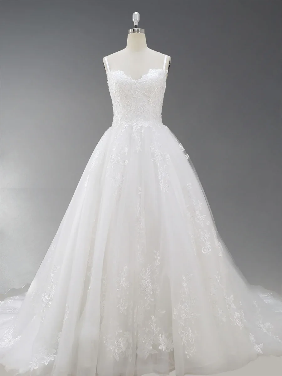 Бальное платье Спагетти ремни суд Поезд шифон свадебное с аппликацией| |