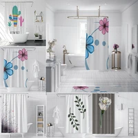 3d plant flowers print waterproof thickening polyester shower curtain toilet partition curtain bathroom curtain with metal hooks