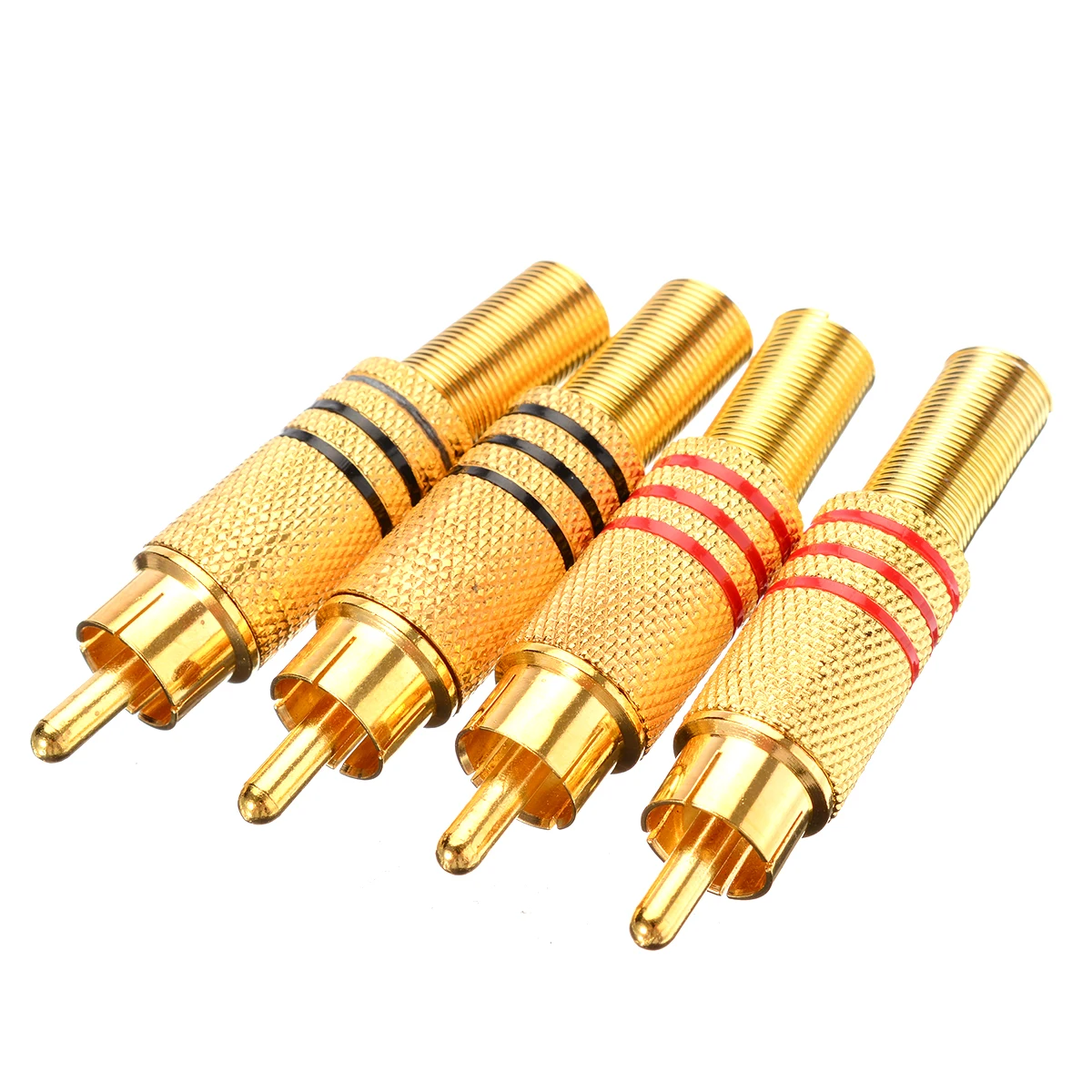 4pcs/lot RCA Male Plug Audio Connector Gold Plated Spring Speaker Solder Video Cable Adapter Wire Connecter | Электроника