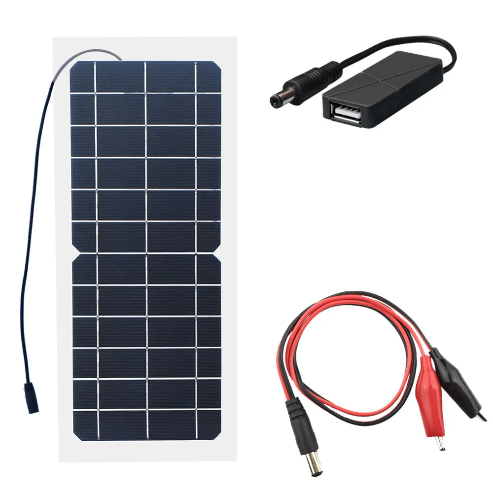 

10W 6V Солнечные панели Solar Panel Portable PV Solar Module Cell Battery Charger IP65 Waterproof 5.5*2.1mm DC Adapter USB ports