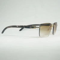 vintage natural buffalo horn rimless square sunglasses men wood sun glasses retro wooden shades for summer club eyewear b