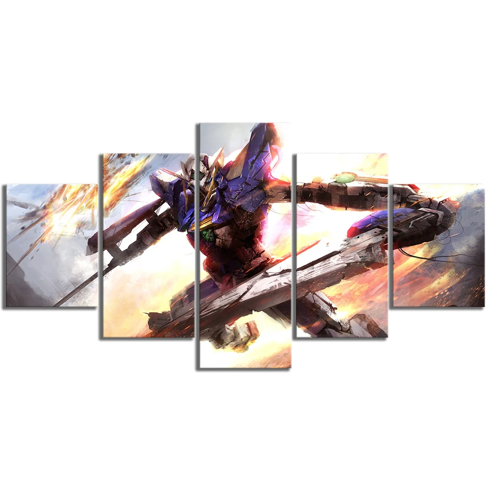 Модульная Hd с картины украшение дома 5 Панель аниме Гундам холсты для рисования
