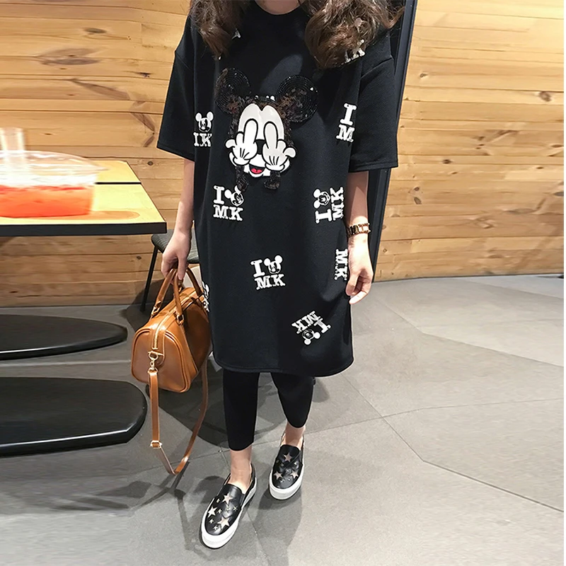 Футболка для подиума с мультяшной мышкой повседневная женская футболка коротким