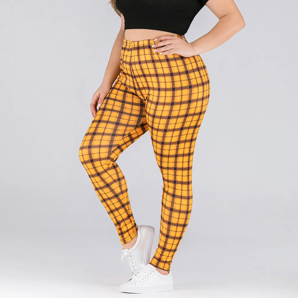 Женские красные желтые клетчатые узкие брюки с высокой талией длиной до