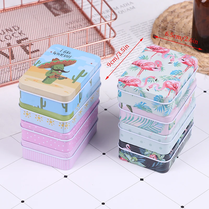 

1PCS Survival Kit Tin Small Empty Metal Tin Flower Flip Storage Box Case Organizer For Money Coin Candy Key
