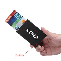 smart wallet thin id card case rfid automatically metal credit card holder for hyundai kona 2018 2019 ev mini auto accessories