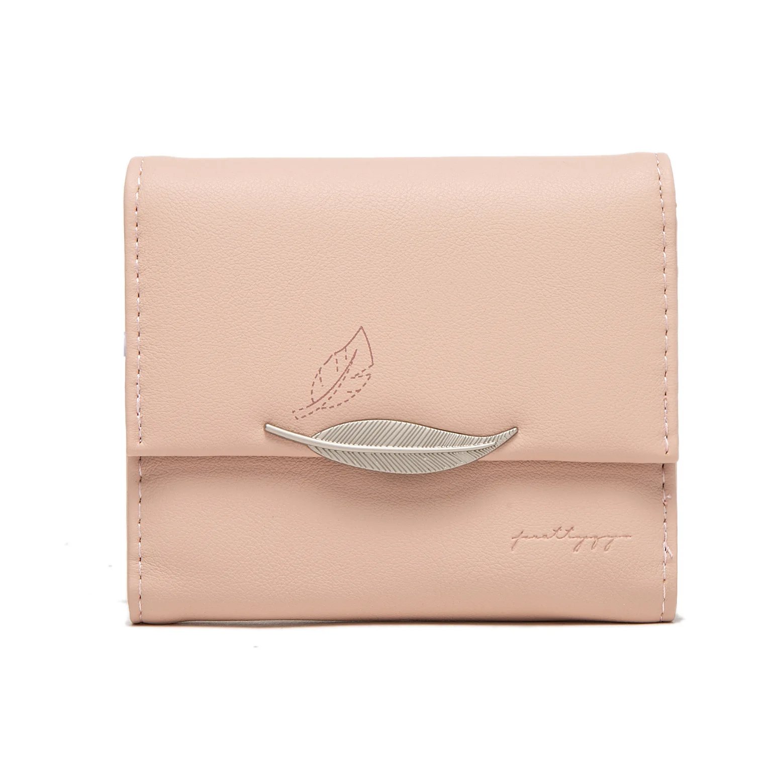 

Fashion Short Leaves Printing Women Wallets Female Metal Leaves Zipper Hasp Leather Coin Purses Ladies Letters Credit Cards