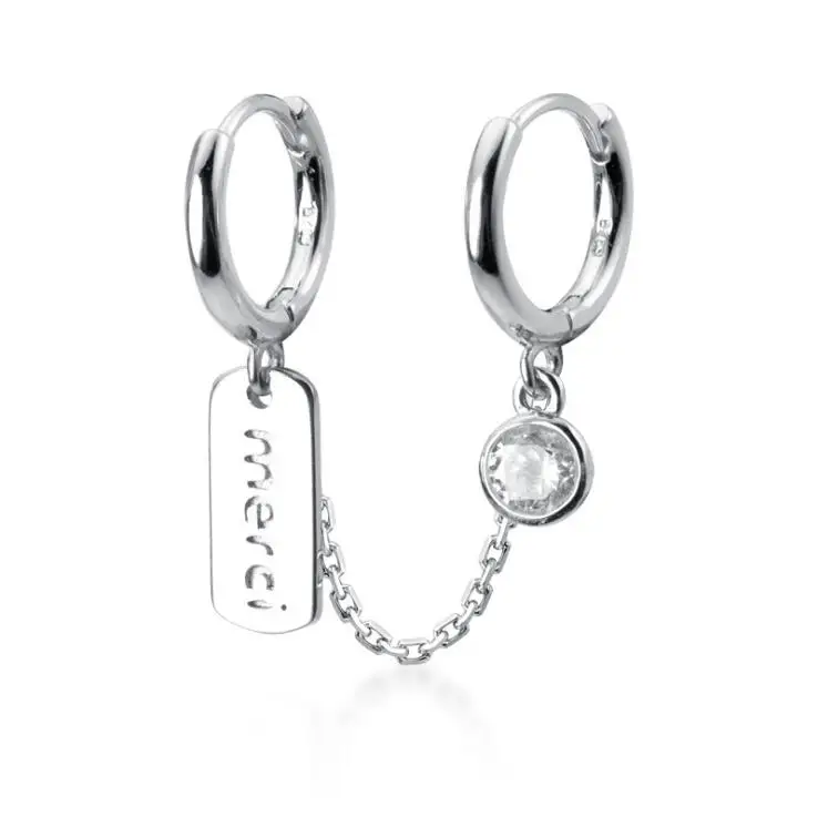 

Single Dangle Earrings 100% 925 Sterling Silver Drop Earrings Punk Style