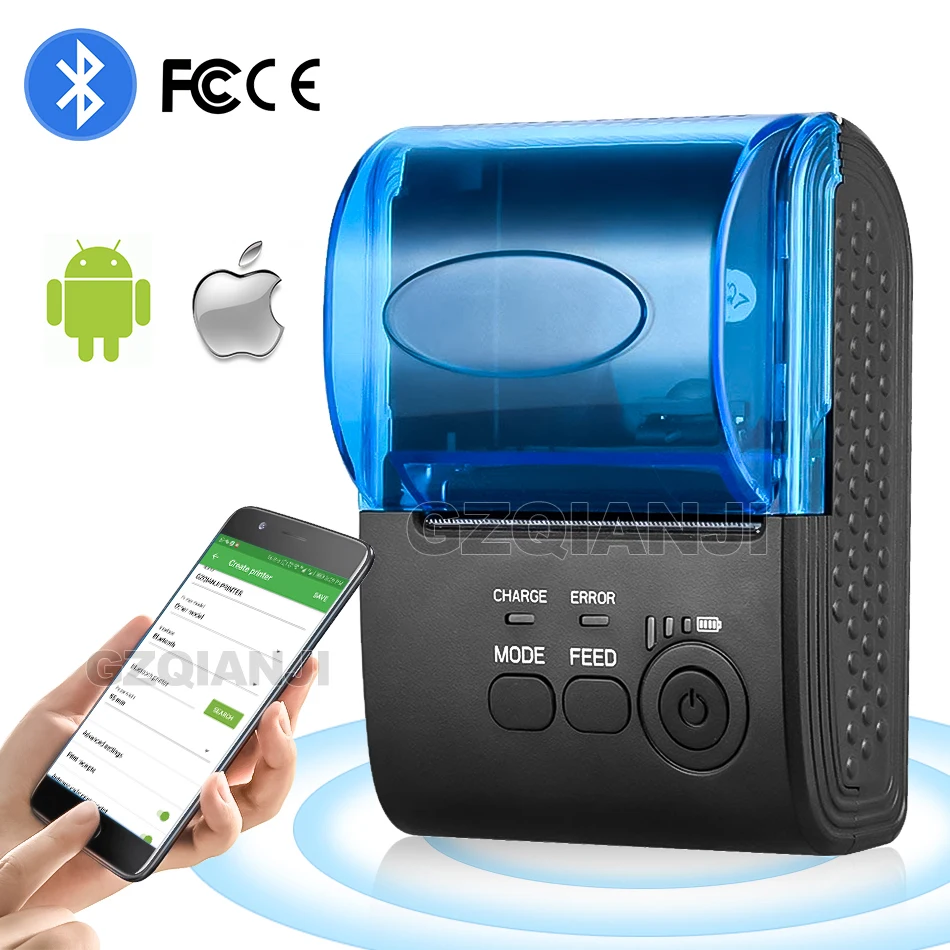 GZM5802 Bluetooth портативный мини термопринтер чековый POS принтер 58 мм перезаряжаемый аккумулятор Поддержка Android iOS ESC/POS