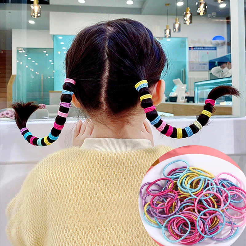 300 шт./лот резинка для волос цветная эластичная повязка заколка конского хвоста