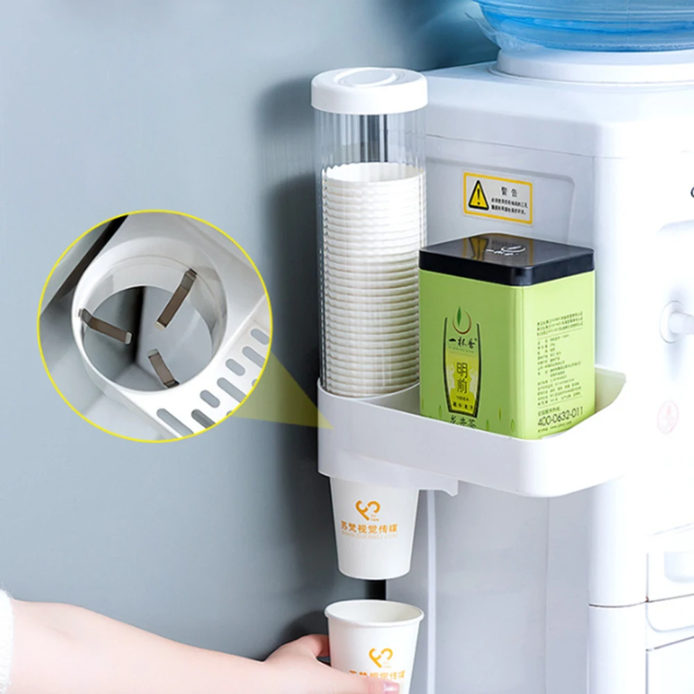 

Disposable Paper Cups Dispenser Plastic Cup Holder for Water Dispenser Wall Mounted Automatic Cup Storage Rack Cups Container