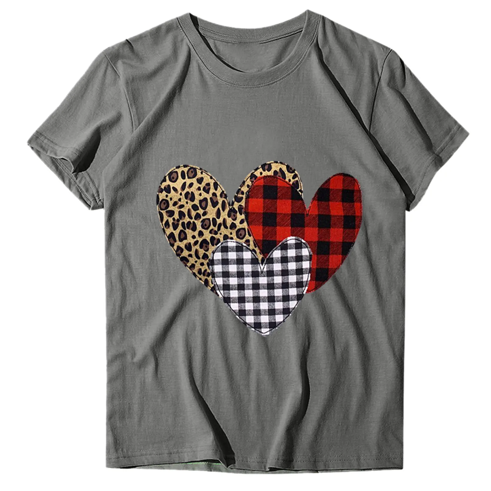 Женская клетчатая футболка с цветным принтом сердца Милая для подарка на День