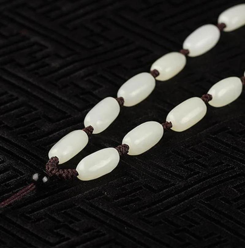 

Hot Selling Hand Woven White Jade Necklace Natural Jade Beads Necklace Jewellery Fashion Accessories Men Women Sweater Chain