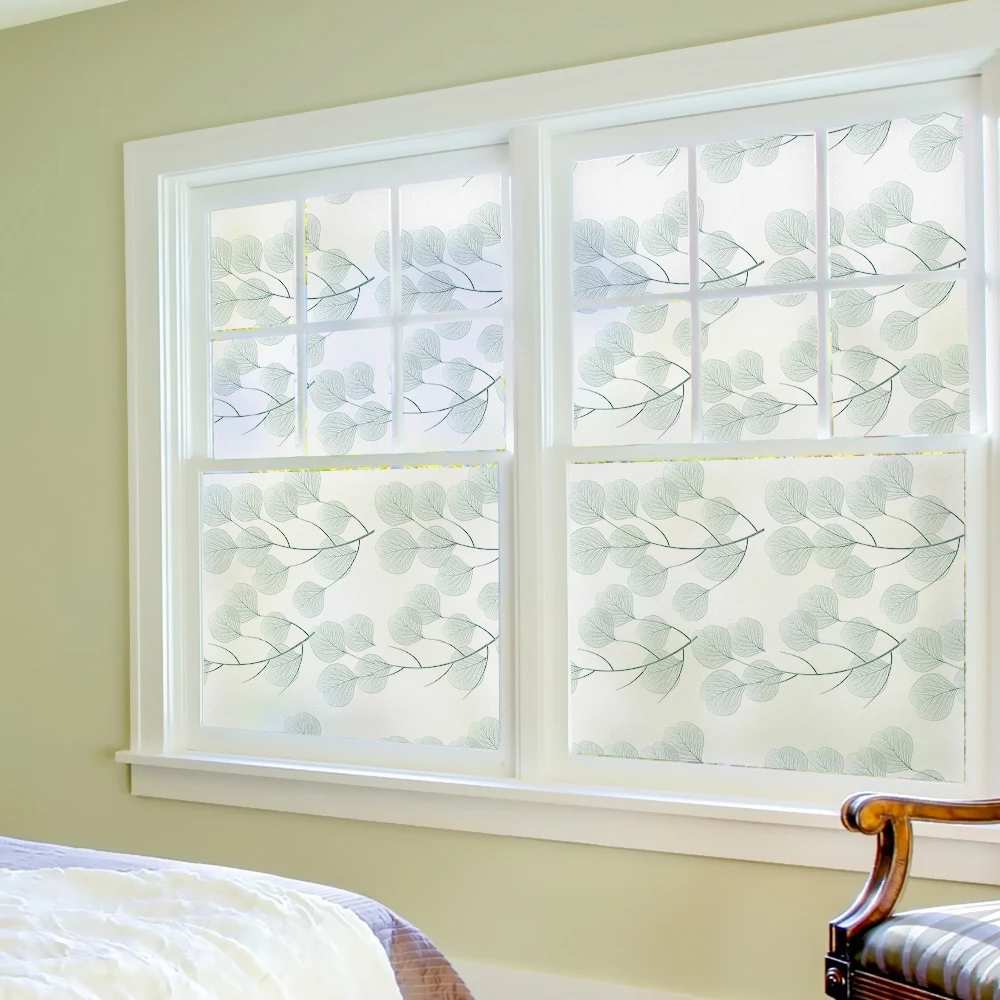 2 м Navia Стильная стеклянная наклейка листья дерево витражная виниловая без клея