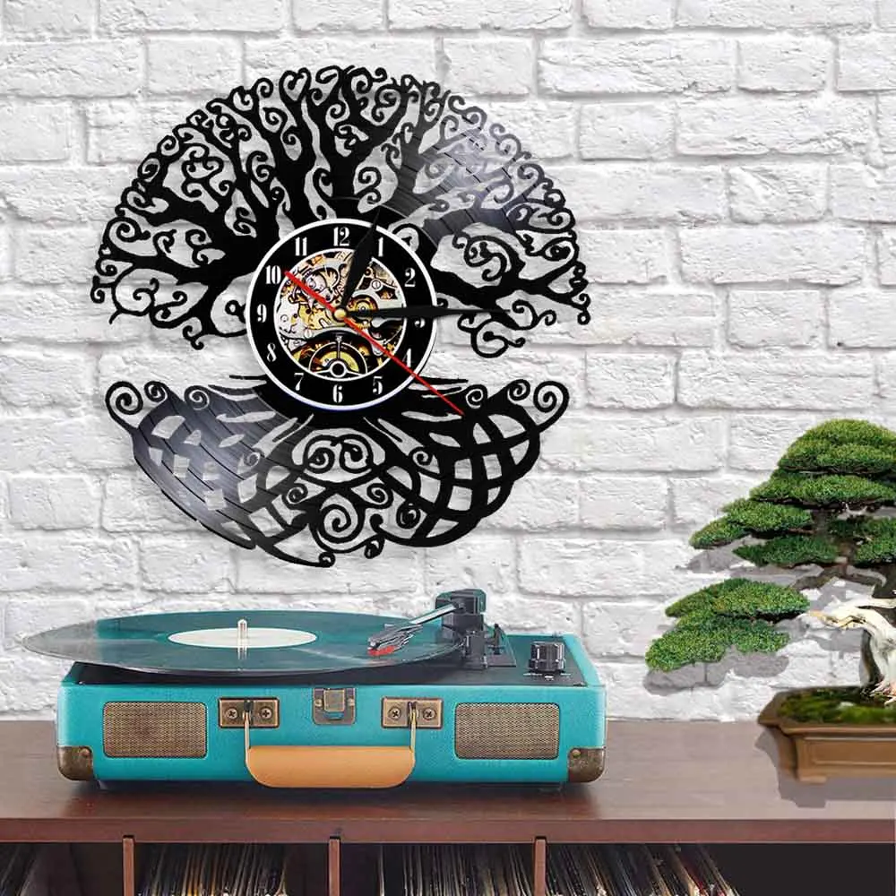 Виниловые Настенные часы с изображением Древа Жизни волшебное дерево зеленый