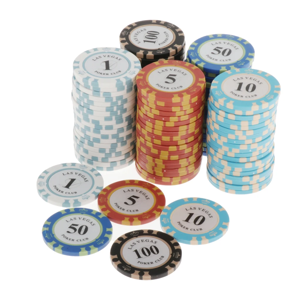 

Pack Of 100 Las Vegas Striped Poker Chips Set Casino Game Token Chip